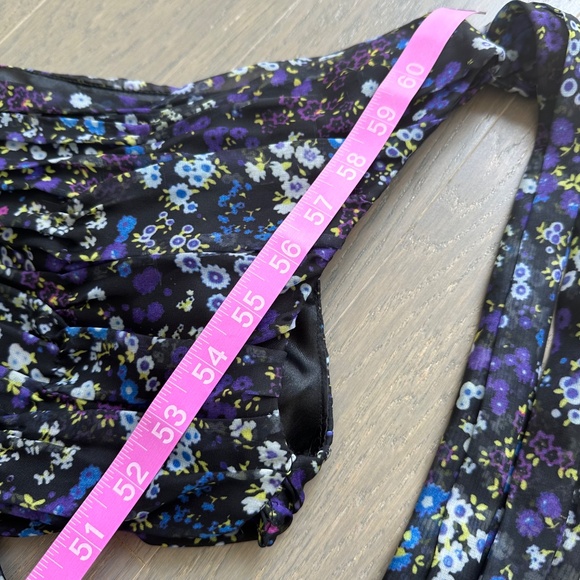 Ieena for Mac Duggal One Shoulder Floral Gown Maxi Dress Purple Chiffon - Size 0 - Picture 10 of 10